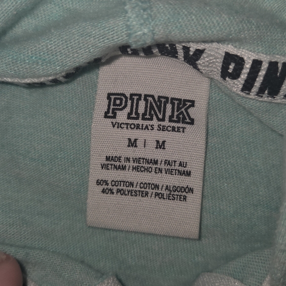 PINK Victoria's Secret womens zip up mint green hoodie - medium - Picture 2 of 8